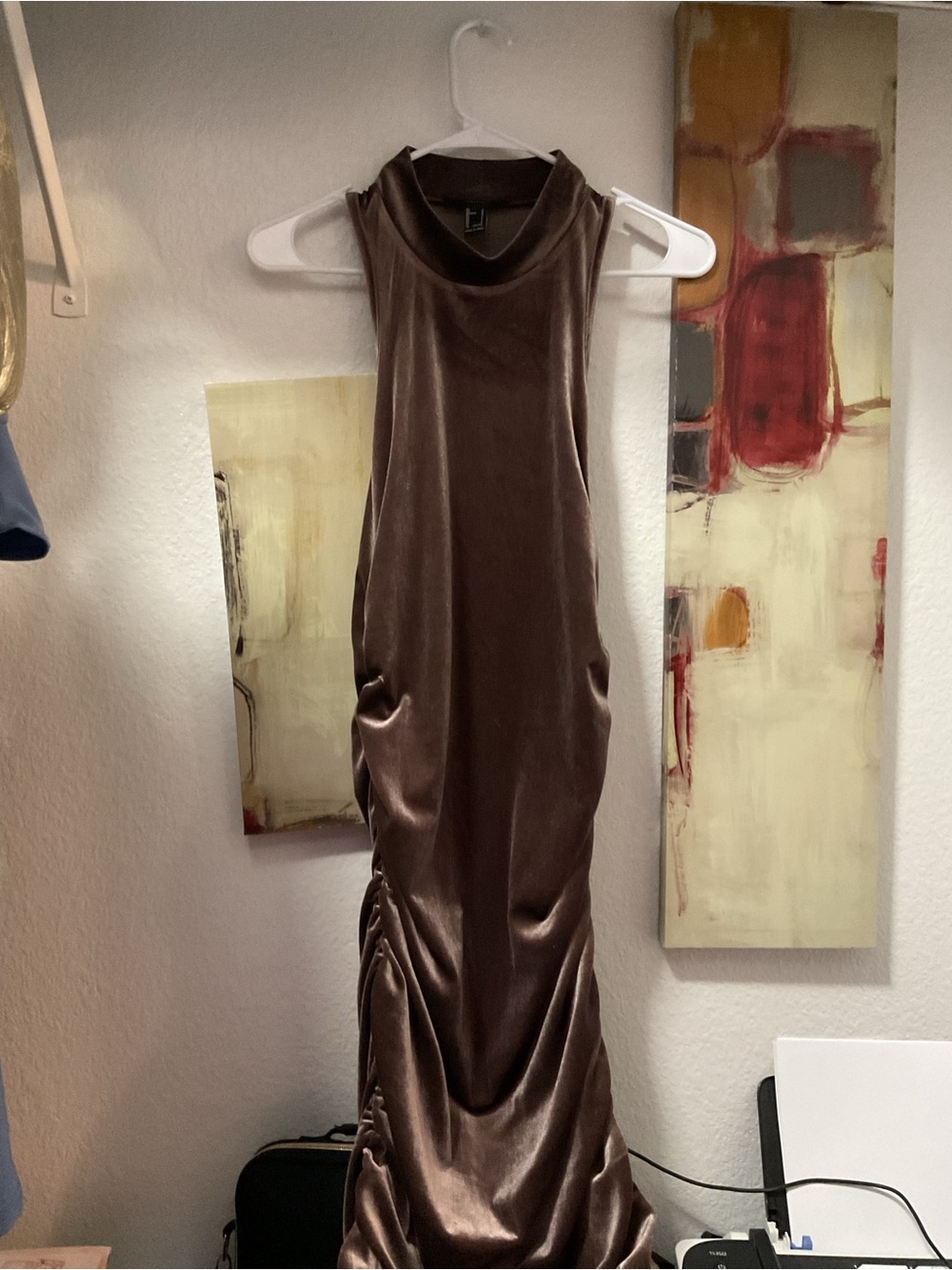 Forever 21 Brown Velvet Sleeveless Maxi Dress